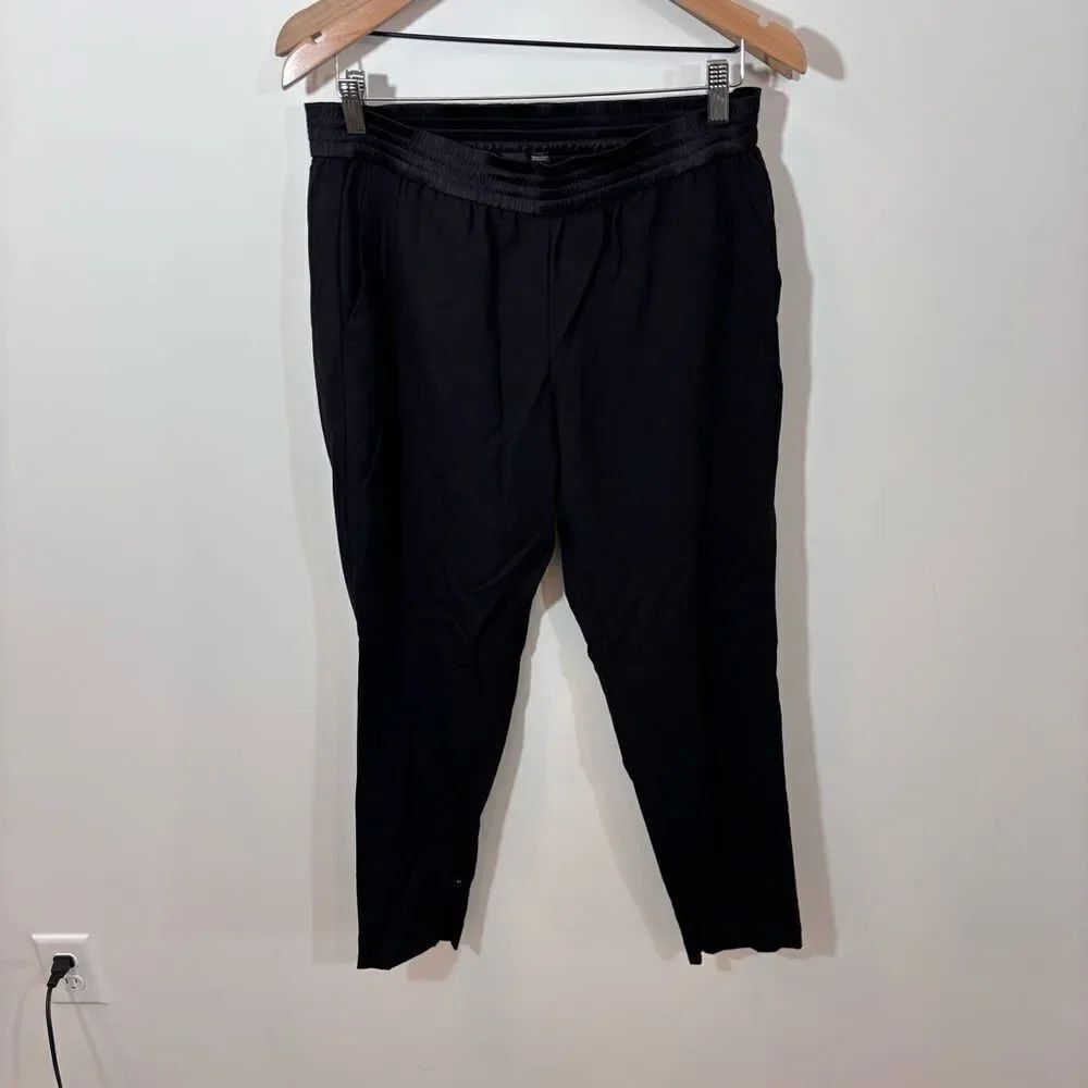 Eileen Fisher, The Fisher Project, Black Tapered Wool Pant Silk Waistband Medium